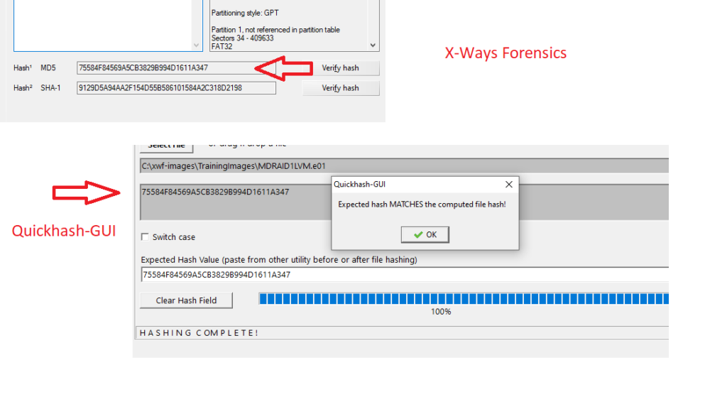 Hashing E01 forensic images with QuickHash-GUI