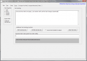 Quickhash Text Tab