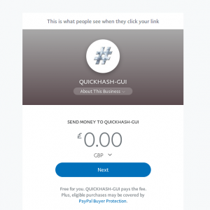 QuickHash Paypal.me link
