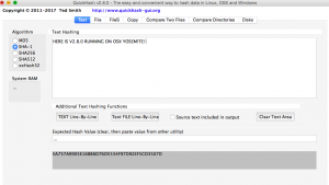 Quickhash v2.8.0 Running On Yosemite
