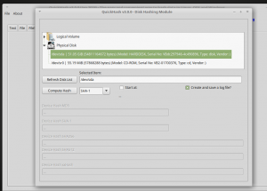QuickHash v3.0.0 disk module on Linux Mint